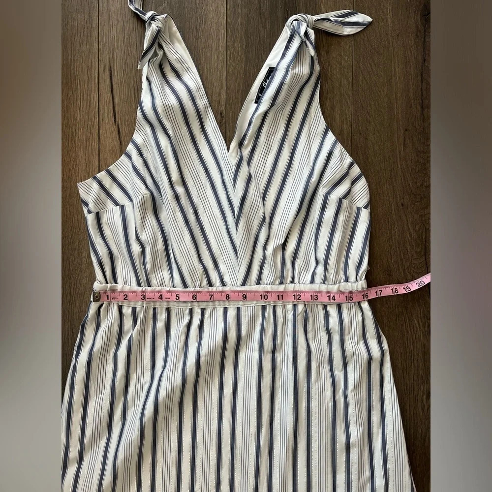Sam Edelman Blue White Silver Metallic Stripe Sleeveless Maxi Dress Size Large - Picture 12 of 14